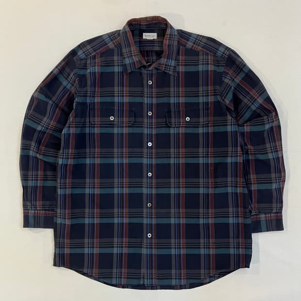 90s 버버리 일본판 노바체크 셔츠 네이비