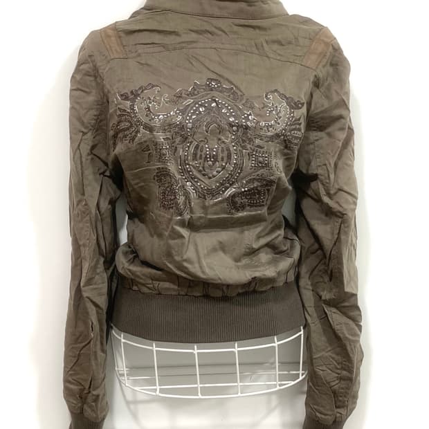 Y2K Khaki Bomber Jacket