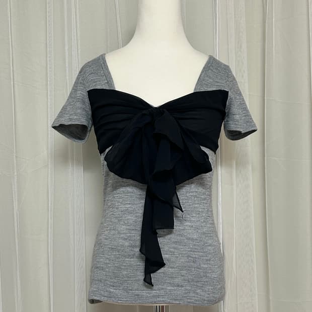 세실맥비 리본 반팔 로걀탑 빈티지