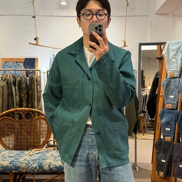 French Work Jacket Teal Green