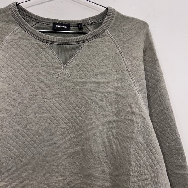 디젤 음각 믹스패턴 라운드 코튼 맨투맨