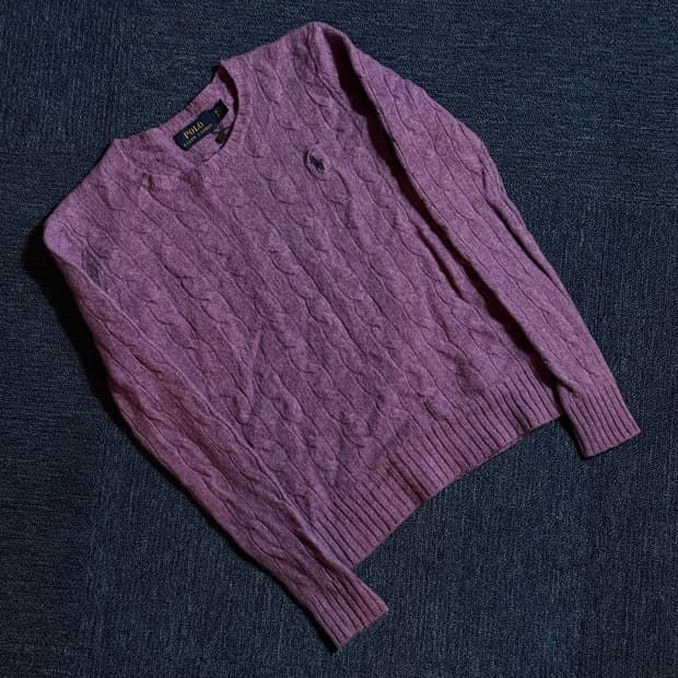 폴로 랄프로렌 퍼플 케이블 니트