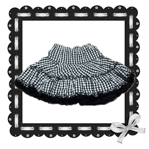 체크 프릴 스커트 