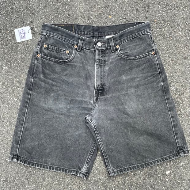 Early 00s 리바이스 550 블랙 흑청 데님 쇼츠 p746