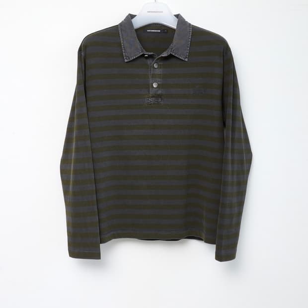 해칭룸 stripe yellow polo tee