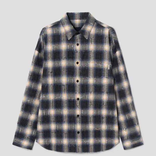 준지 그리드 셔츠 옐로우