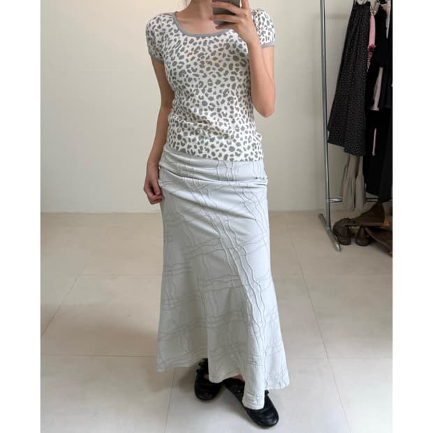 빈티지 레오파드 반팔 니트