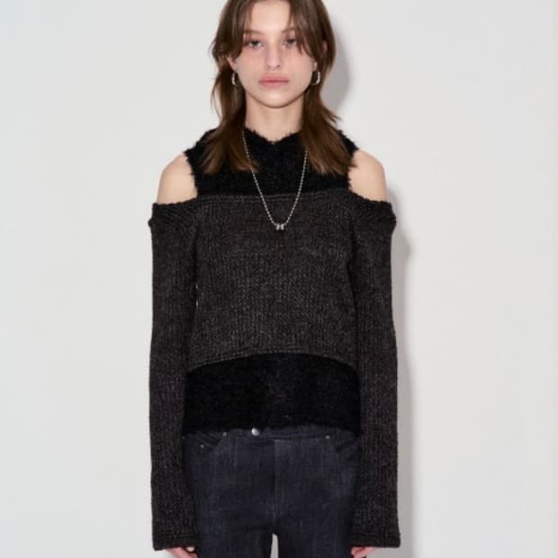 데비어퍼 컷아웃 후디 차콜 