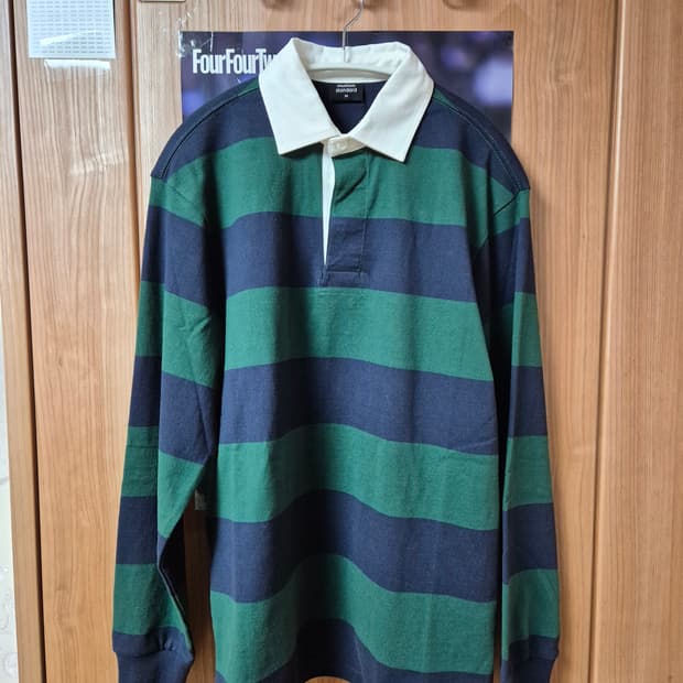 무탠다드 스트라이프 럭비 셔츠 M 네이비 그린