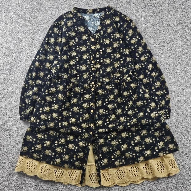 빈티지 플라워 패턴 레이스 원피스 ( L추정 ) / 11251