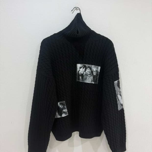 48) 타카히로미야시타 솔로이스트 photo 패치 케이블 터틀넥 니트