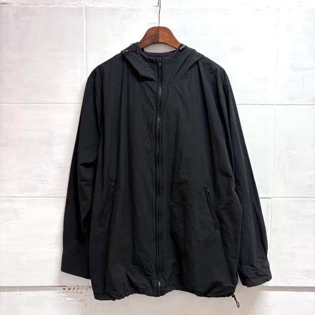 patterntorso 블랙 코튼 바스락 후드 바람막이 자켓 (XL)