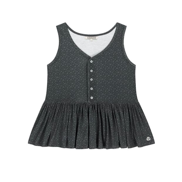 코이세이오 DUDU RUFFLE SLEEVELESS CHARCOAL