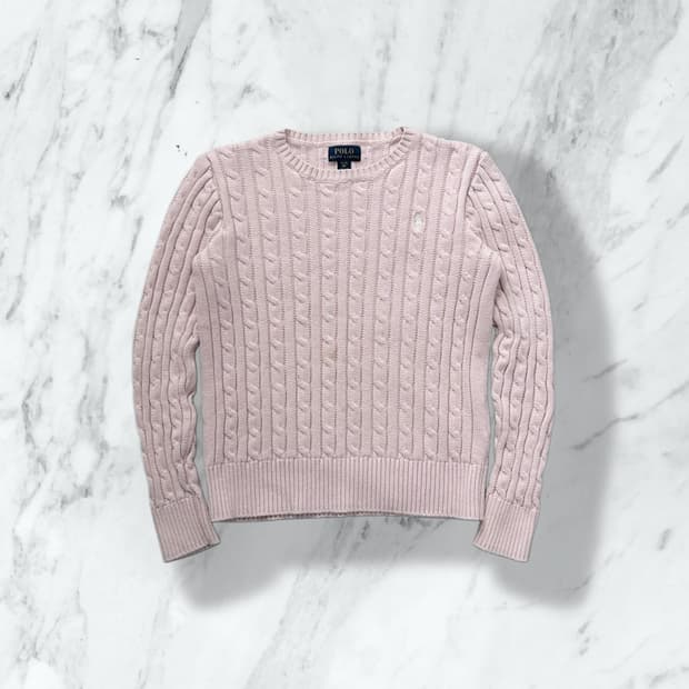 폴로 랄프로렌 핑크 케이블 니트