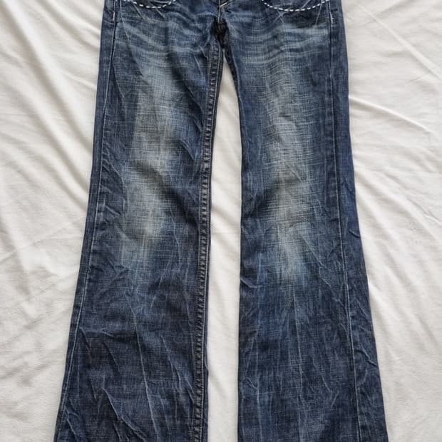 빈티지 y2k 00s 레드페퍼 워싱 로우라이즈 부츠컷 팬츠