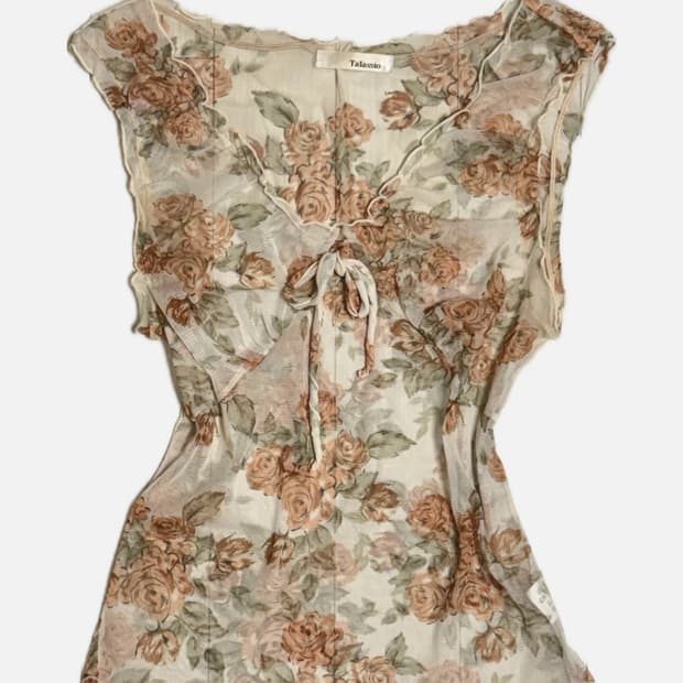 로즈 시스루 슬리브리스