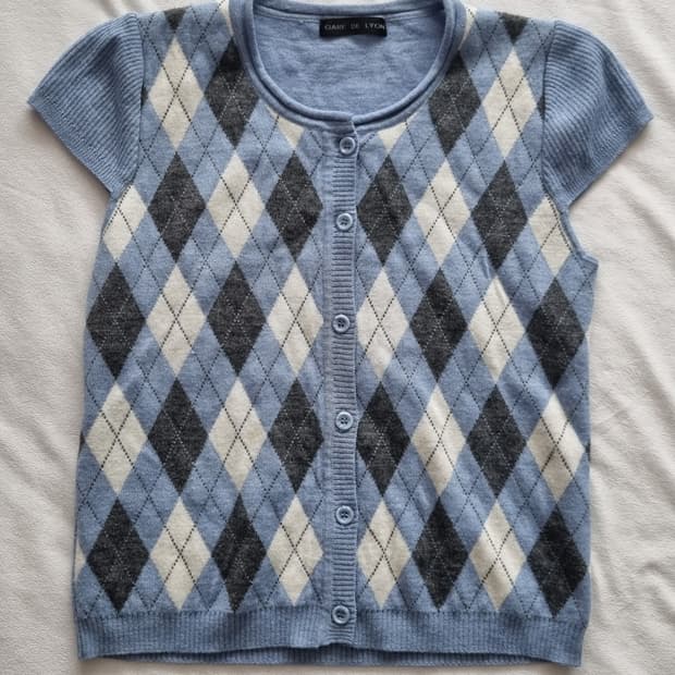 빈티지 모리걸 하구미 긱시크 아가일 탑