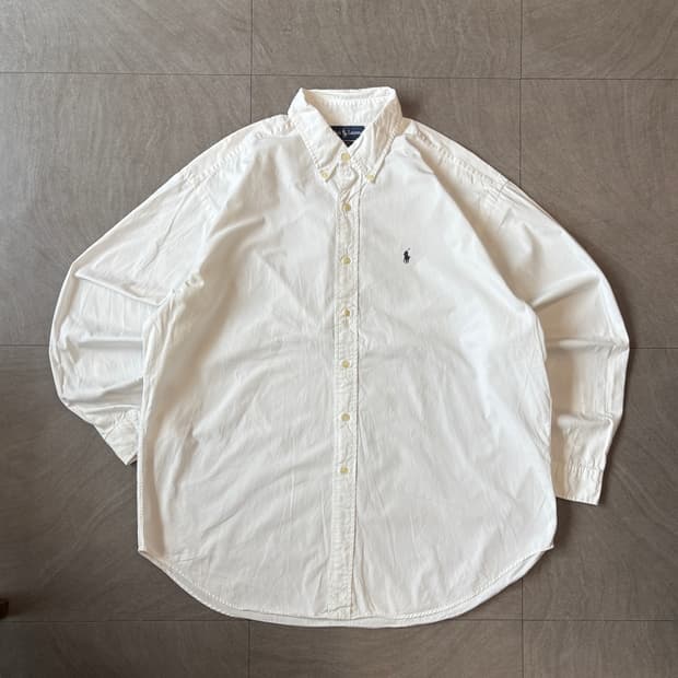 폴로 화이트 클래식 포니 로고 포플린 셔츠