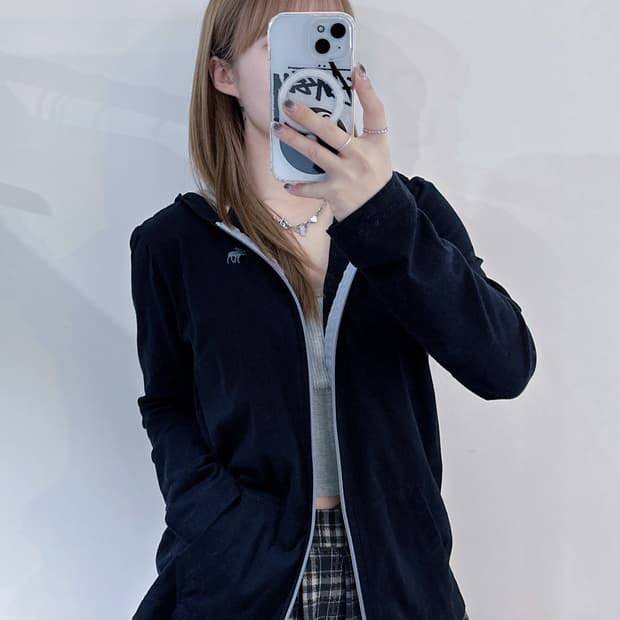 아베크롬비 자수로고 블랙 후드 슬리브