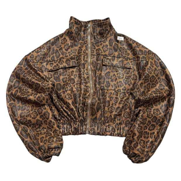 ✨ (바배) 빈티지 레오파드 호피 크롭 집업 자켓