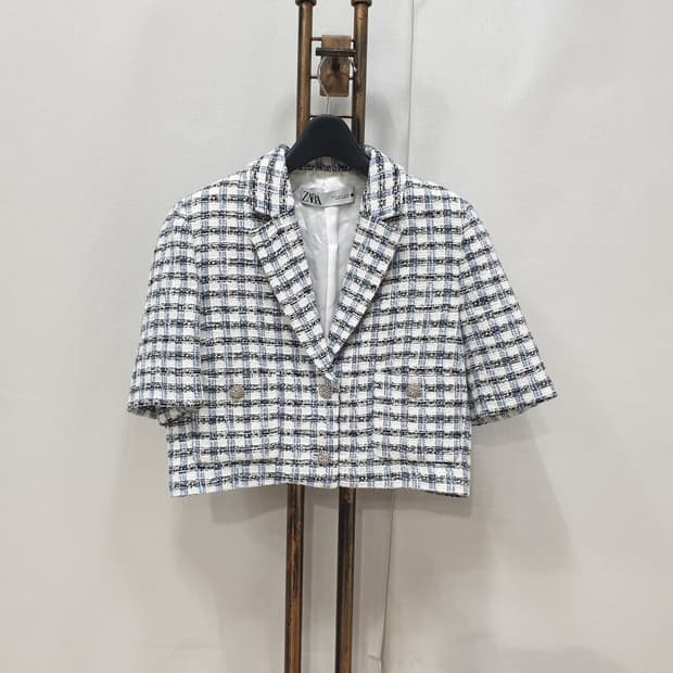 ZARA 자라 크롭 트위드자켓 S