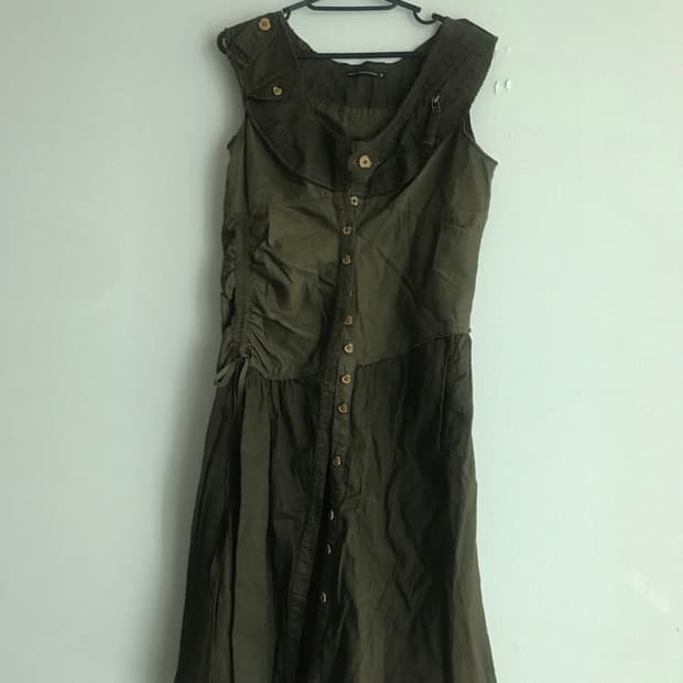 2000's 마리떼 프랑소와 저버 슬리브리스 버튼업 원피스