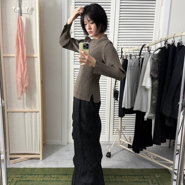 Specchio 플리츠 맥시 롱 스커트