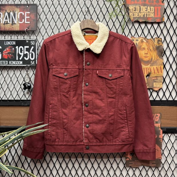 리바이스 타입 3 쉐르파 트러커 자켓 레드 S