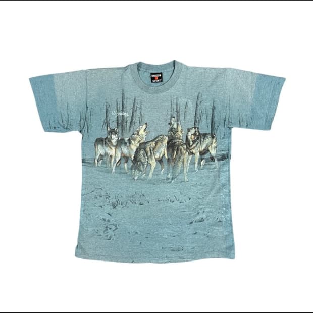 Vintage 90s Wolf AOP Tee