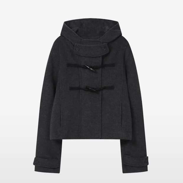 미세키서울 더플 후디 숏코트 차콜