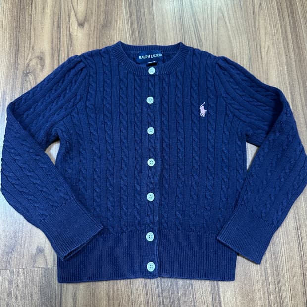 폴로 키즈 네이비 꽈배기 가디건 3/3T