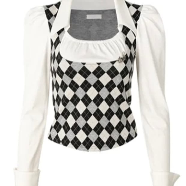 TOH Dolly blouse 티오에이치 돌리 탑 아가일 티셔츠 블라우스