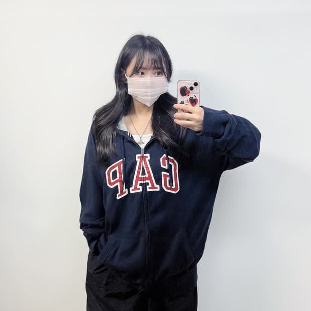 갭 GAP 스펠 로고 후드집업 네이비