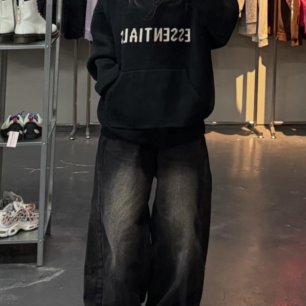 피어오브갓 에센셜 20FW 니트후드 블랙 A3482