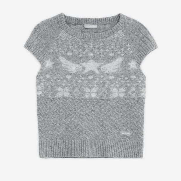 허그유어스킨 스타 윙 니트탑 그레이시 블루