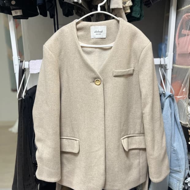 노카라 자켓 아이보리