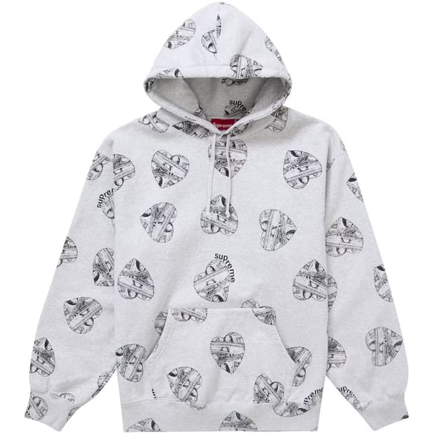슈프림 love cash hooded sweatshirt ash grey