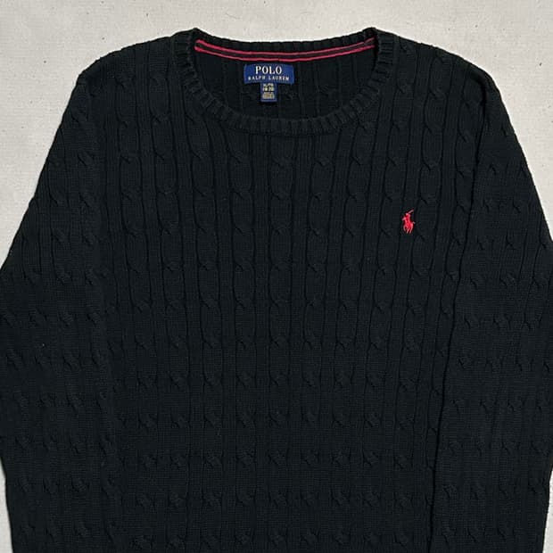 XL 폴로랄프로렌 블랙 케이블 니트
