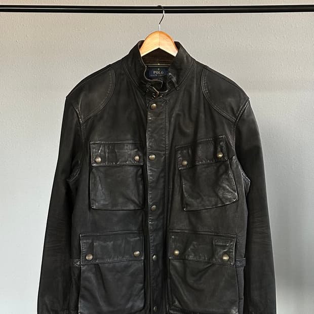 [XL]폴로 랄프로렌 소가죽 모터싸이클 바이커 레더 자켓