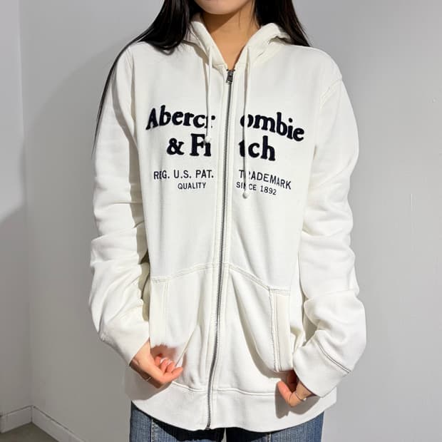 아베크롬비 흰색 아이보리 후드집업