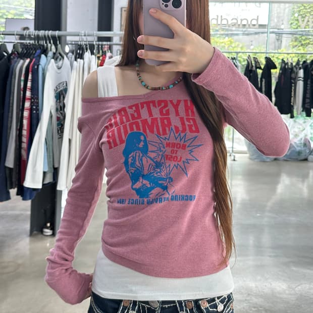 히스테릭글래머 히스걸 글리터 롱슬리브긴팔티