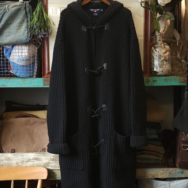 90s 폴로 스포츠 헤비울 더플코트 니트코트 빅사이즈 105