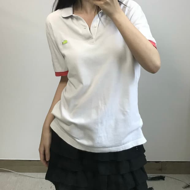 라코스테 배색 PK 반팔 카라 티셔츠