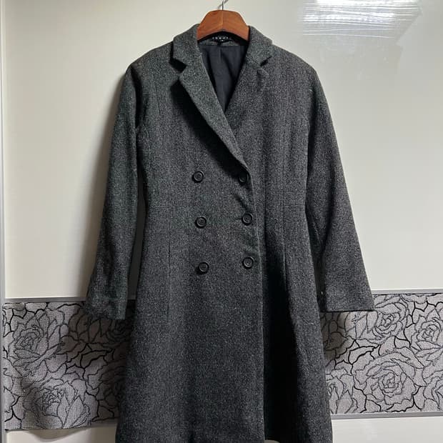 띠어리 (theory) 더블 버튼 울 코트 그레이