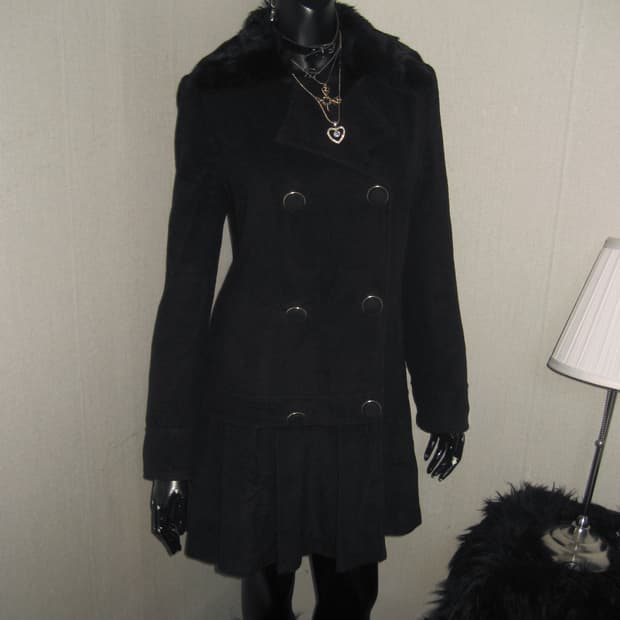 Deary 백리본 퍼 코트 블랙 디어리 디어마이러브 갸루