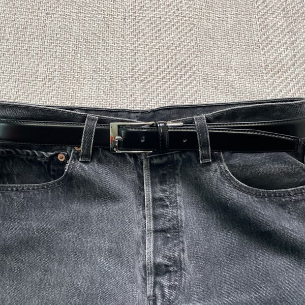 빈티지 실버버클 레더 벨트