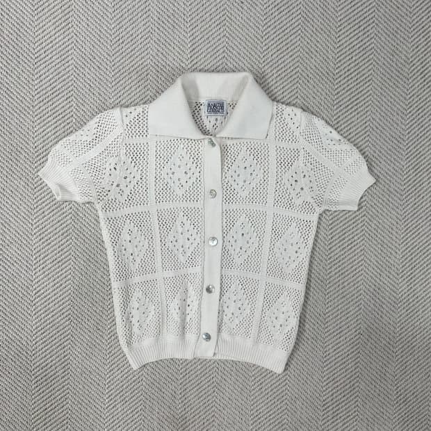 마리떼 프랑소와 저버 반팔 니트 카라 가디건 아이보리 OS