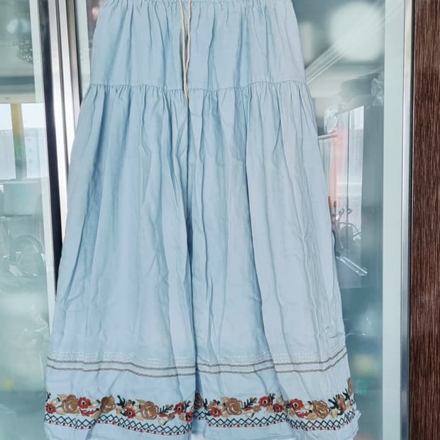 일본브랜드 자수 레이스 롱스커트