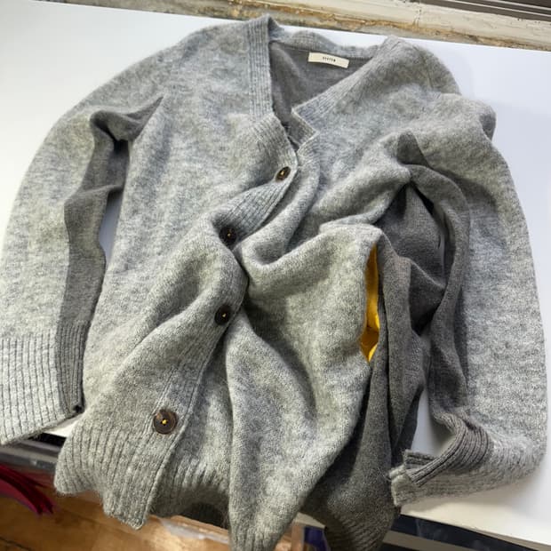 우먼F 시스템 그레이배색 캐시미어혼방 양모가디건