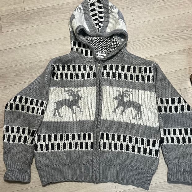 코위찬 니트 후드집업